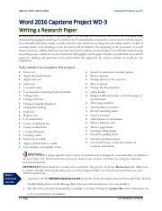 Capstone paper structure may differ based on the direction of your research and its type. Wd2016 Capstone Level3 Instructions 1 Simnet 2016 Word 2016 Capstone Project Level 3 Word 2016 Capstone Project Wd 3 Writing A Research Paper In Course Hero