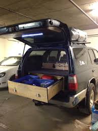Toyota 4runner With Roof Top Tent And Diy Storage Roll Out Drawers Cargo Barrier Led Light 4runner Roof Top Tent Toyota 4runner