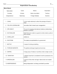 The motives for 19th century european imperialism were the expansion and increase in power of different countries. Imperialism Vocabulary Word Bank
