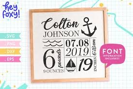 Download Birth Stats Svg Template Baby Birth Announcement Svg 1230667 Cut Files Design Bundles
