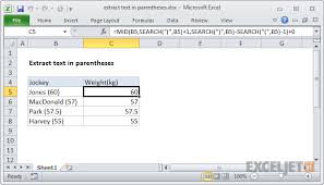 Extract Between Parenthesis Math Operations Excel Formula Excel Shortcuts