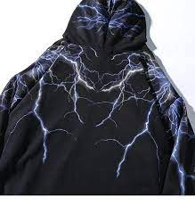 Hip Hop Lightning Hoodie Sweatshirt Harajuku Streetwear Cotton A761969 Hoodie Print Streetwear Fashion Street Wear