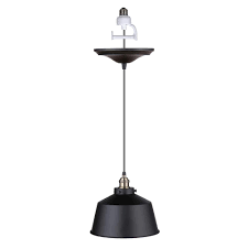 Worth Home Products Instant Pendant 1 Light Recessed Light Conversion Kit Matt Black Industrial Metal Dome Shade Pkn 7611 8304 F The Home Depot Recessed Light Conversion Kit Recessed Lighting Pendant Light