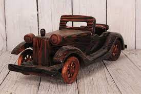 Wooden Car Vintage Wood Car Automobile Display Model 1930s Etsy Wooden Car Retro Cars Wooden