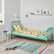 Minnen Ext Bed Frame With Slatted Bed Base Turquoise 38 1 4x74 3 4 Ikea In 2020 Ikea Toddler Bed Bed Frame Bed Base