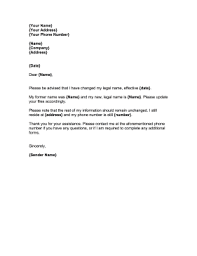 insert current financial institution name account name: Name Change Notification Letter Template