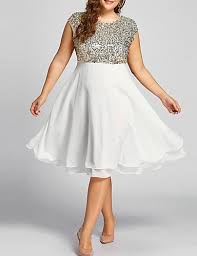 29 99 Women S Sheath Dress Knee Length Dress Sleeveless Solid Colored Sequins Layered Spring Summer Plus Size Basic Homecoming Cocktail Party Birthday Ch In 2020 Sparkly Cocktail Dress Plus Size