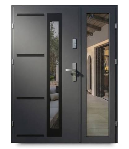 Premium Black 4 Dax | Drzwi zewnętrzne dwuskrzydłowe stalowe | Drzwi wejściowe do domu | Ż