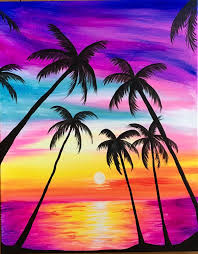 Wipe the brush on a rag to remove excess paint from the bristles, then dip. Easy Sunset Painting Ideas On Canvas Novocom Top