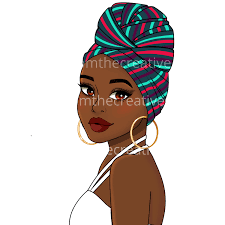 Black Woman Art PNG Ms. Vibe Black Woman Head Wrap Clipart DIGITAL DOWNLOAD  Juneteenth Svg