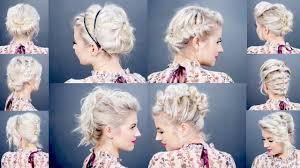 Get inspired by these updo hairstyles from salons around the world and see which updo looks one side of this short 'do is braided back behind the ear, while the opposite side is left out to. 10 Easy Updo Tutorials For Short Hair Milabu Youtube