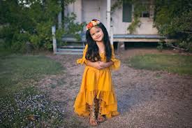Mustard Yellow High Low Flower Girl Dress By Belle Kai Flower Girl Dresses Boho Yellow Flower Girl Dresses Girls Yellow Dress