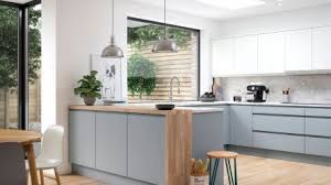A handleless kitchen island with comfortable seating. Handleless Kitchens Made To Measure Units Lark Larks