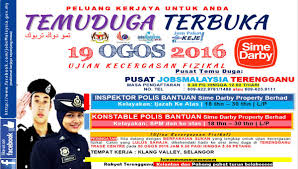 Permohonan jawatan terbuka polis diraja malaysia pdrm 2019. Jawatan Kosong On Twitter Temuduga Terbuka Inspektor Konstabel Polis Bantuan Sime Darby Di Jobsmalaysia Tgnu Pd 19 Ogos 2016 Jom Hadir