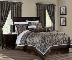 Comforters go on and get ready to revive, rejuvenate and restore your room with a new comforter. Tuscany 7 Piece Blue Brown Paisley Floral Jacquard Comforter Or 4pc Curtain Set Ebay