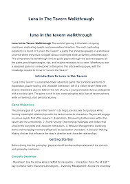 Luna in the tavern walkthrough