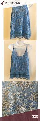 Nwt Alya Light Blue Lace Tank Top Brand New Really Pretty Tank Top In Cornflower Blue With Light Blue Lace Overlay Cute Bac Blue Lace Lace Tank Top Lace Tank