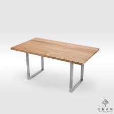 Keep it simple yet stylish with the weston block leg dining table by dorel living.enchant your guests with the dorel home products fusion metal dining chair. Oak Dining Table With U Frame Uncoated Steel Legs Bram Wood Bram Wood