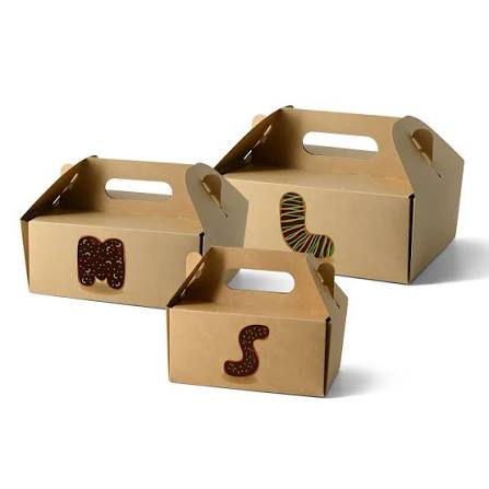 Custom printed cake box, 26 x 17 x 9 cm, brown