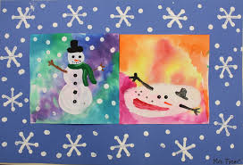 Warm And Cool Color Snowman Picture Winter Art Lesson Christmas Art Projects Art Lessons Elementary