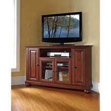 The tall corner tv cabinet is uniquely sized to be the perfect companion for your bedroom. Crosley Alexandria 48 In Mahogany Wood Corner Tv Stand Fits Tvs Up To 52 In With Storage Doors Kf10006ama The Home Depot