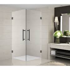 Aston Vanora 32 X 32 X 72 Completely Frameless Dual Door Hinged Square Shower Enclosur Frameless Shower Enclosures Square Shower Enclosures Shower Enclosure