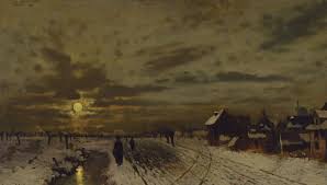 Moon , landscape , christian stock photo , ministry stock image , sky , skies , dessert , desolate , desolation , plains , ministry stock image. Lanckow Ludwig Full Moon Over Winter Landscape 1880 Mutualart