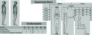 comparison between size chart and ergonomic standard by