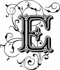 Красиво оформленные английские алфавиты, буква E Векторное изображение  ©HuangArt 54186801