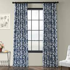 One Allium Way Olmeda Blue Printed Floral Room Darkening Thermal Rod Pocket Single Curtain Panel Size Per Pan Panel Curtains Printed Cotton Curtain Floral Room