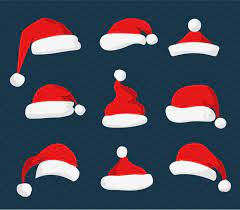 Santa Claus Red Hat Vector Set Hat Vector Red Hats Christmas Hat