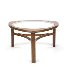 Round glass top coffee table vintage. Teak Vintage Round Model Coffee Table With Glass Top