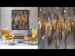 Amazing gallery of interior design and decorating ideas of yellow abstract art in bedrooms, living rooms, dens/libraries/offices, dining. Easy Acrylic Abstract Gold Leaf Painting Using 4 Colors Grey Yellow Black Brown Youtube