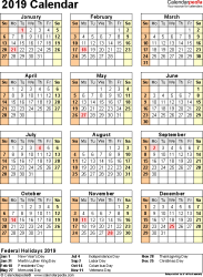 Calendar 2019 malaysia public holiday. 2019 Calendar Free Printable Excel Templates Calendarpedia
