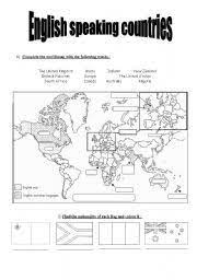 English Speaking Countries Map Worksheet English Speaking Countries - Esl Worksheet By Happymiss