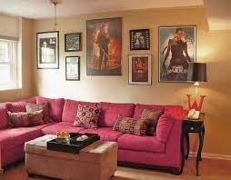 Stylish And Fascinating Movies Room Decor Small Movie Room Design With Pink Sofa And Movie Posters Ho Interior Design Living Room Home Decor Pink Living Room