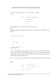 Soal dan pembahasan suku banyak (polinomial). Doc Soal Dan Pembahasan Tentang Suku Banyak Ega Danar Academia Edu