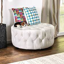 Maybe you would like to learn more about one of these? Latoya Contemporary Round Tufted White Leather Ottoman