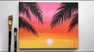 Pretty view of the sun beams among the clouds. Simple Sunset Acrylic Painting For Beginners Painting On Canvas Step By Step Youtube