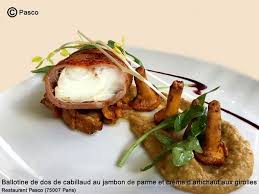 Ballotine De Dos De Cabillaud Au Jambon De Parme Et Creme D Artichaut Aux Girolles Recettes Recette Dos De Cabillaud Ballotine Jambon De Parme