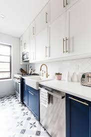 Gold White And Blue Kitchen Kitchen Renovation Kitchen Remodel Kitchen Cabinets