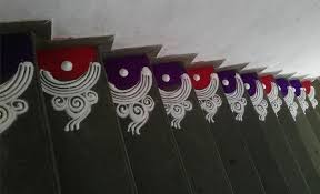Decorate your stairs with these amazing rangoli designs. Border Rangoli Designs Photo Gallery Home Makeover Rangoli Designs Flower Rangoli Designs Simple Rangoli Border Designs