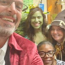 USF radiation therapy program clinical supervisor Renee Gutierrez (Fiona),  and clinical instructors Jillian Jennings (scarecrow) and Brian Green (red  jacket) celebrated Halloween last week with USF program director Leia Levy.  This is