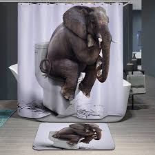 Novelty Waterproof 3d Elephant Toilet Pattern Shower Curtain Elephant Shower Curtains Elephant Shower Fabric Shower Curtains