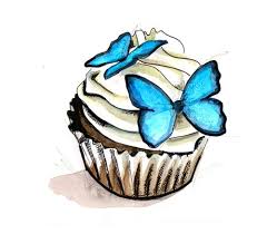 Long Blue Straw August Birthdays Cupcakes Art Drawing Birthday Illustration Cupcake Illustration