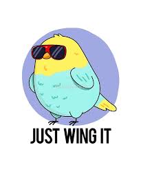 Wing It Animal Pun Sticker By Punnybone Cute Jokes Cute Puns Funny Illustration