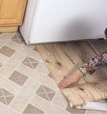 Apartment Friendly Faux Wood Floors With Contact Paper Rental Kitchen Makeover Faux Wood Flooring Rental Kitchen