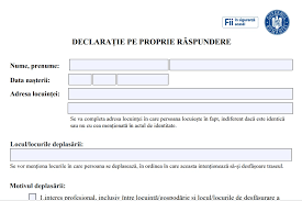 Declaratie pe proprie raspundere 9.0 обновить. Document DeclaraÈ›ia Pe Proprie RÄƒspundere Pentru IeÈ™irea Din CasÄƒ Model Nou PrevÄƒzutÄƒ De OrdonanÈ›a 3 Edupedu Ro
