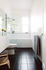 We both really like black and white color combination and we were thinking to get glossy black tiles for the bathroom floor and for the bottom third of the walls, and install white tiles on the top 75% of the walls and paint the ceiling white. Pin By Olivia Boudreau On Bathroom Long Bathrooms Ideas House Bathroom Bathroom Layout