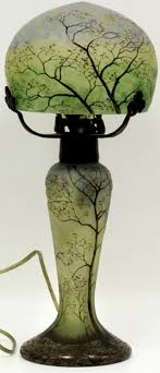 Description Legras Art Nouveau Cameo Glass Enamel Table Lamp Signed On The Base Provenance From A Long Isl Stained Glass Table Lamps Art Nouveau Glass Art